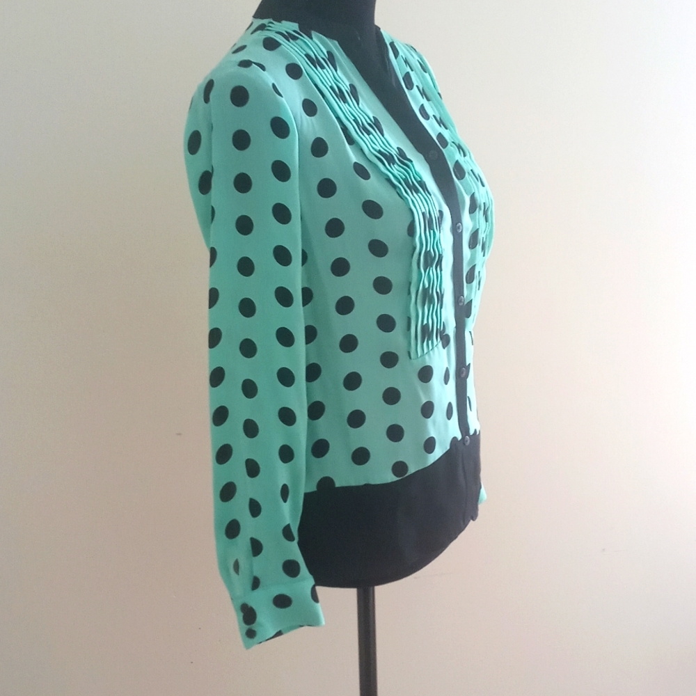 Mint green and black blouse